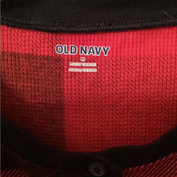 OLD NAVY SIZE MEDIUM THERMAL ONE PIECE RED BUFFALO PLAIID XMAS PJS PAJAMAS - Picture 6 of 7